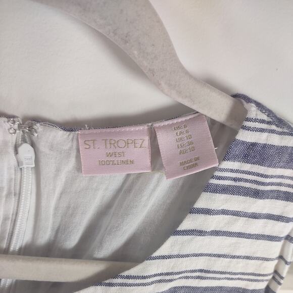 St Tropez West Linen Stripped Dress, Size 6 - Picture 5 of 7
